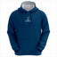 Zeene Essential blue hoodie front view with logo.