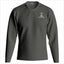 Dark gray long-sleeve shirt with a logo on the chest against a white background
