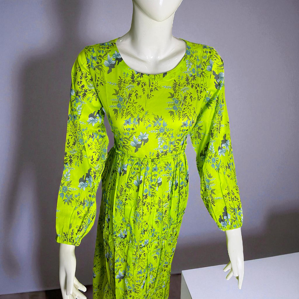 Ready To Wear Stitched Pastel Green Double Layered Maxi