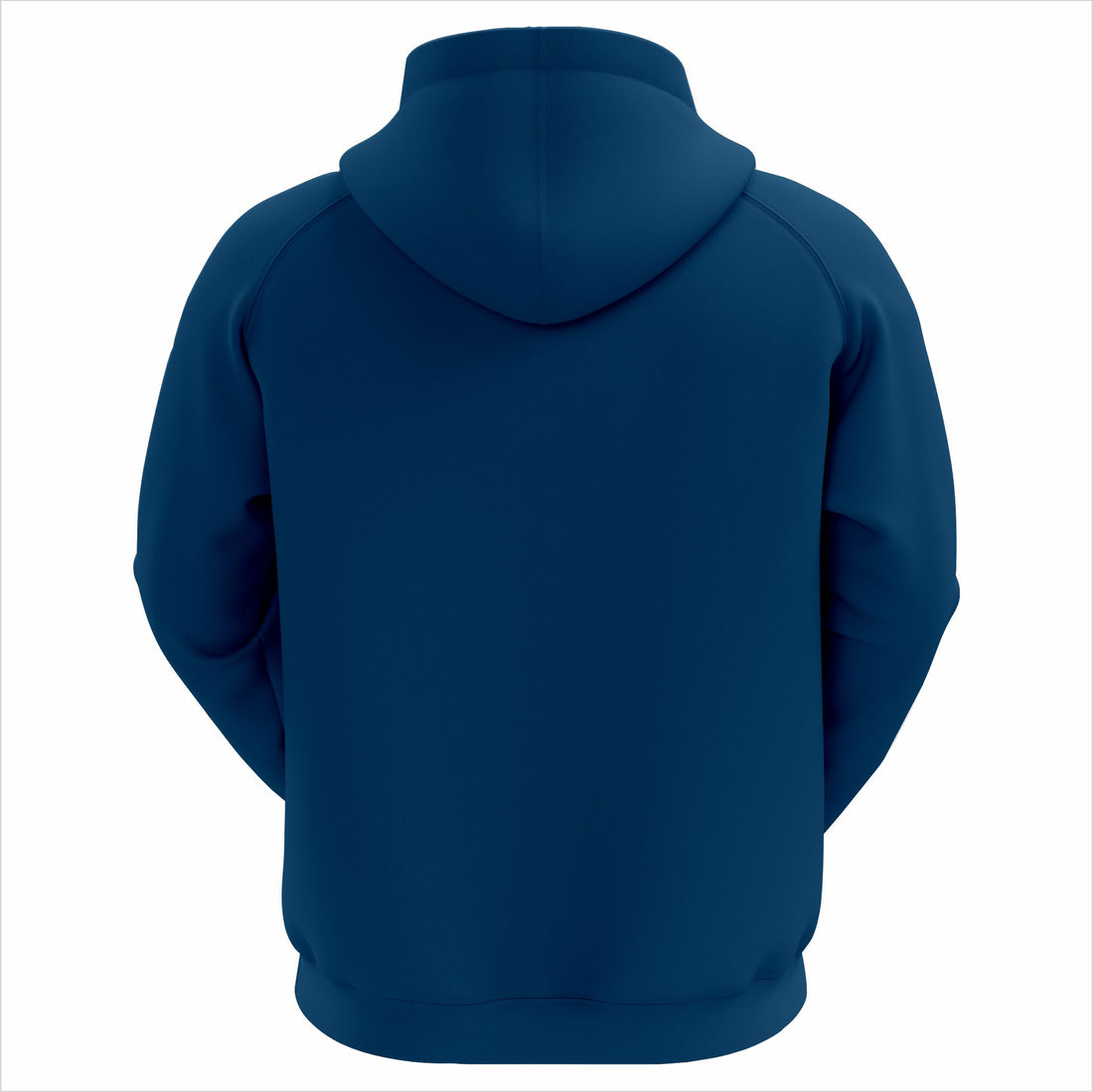 Zeene Essential blue hoodie front view with logo.