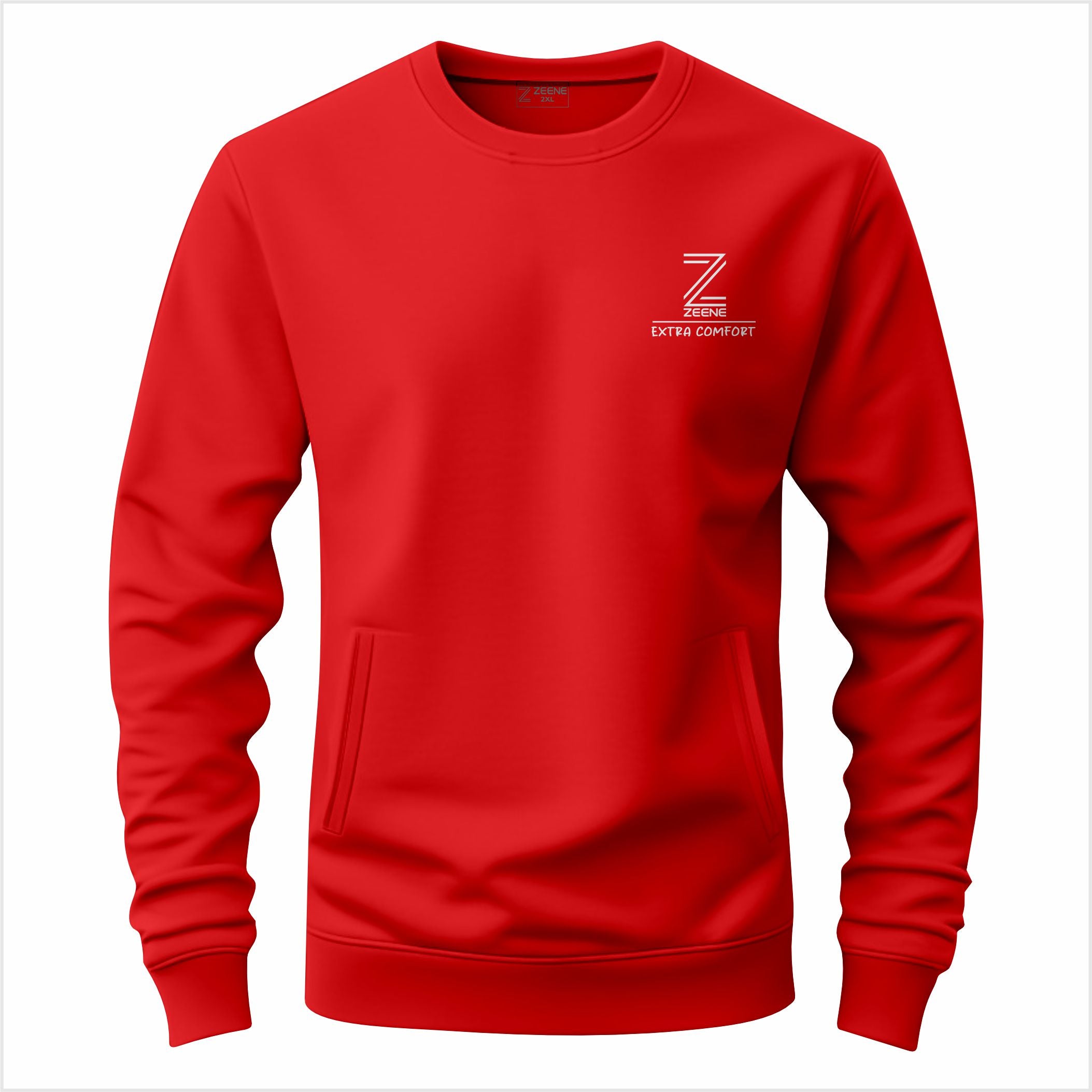 Zeene "Extra Comfort" Pocket Crewneck | Bright Red Secondary image