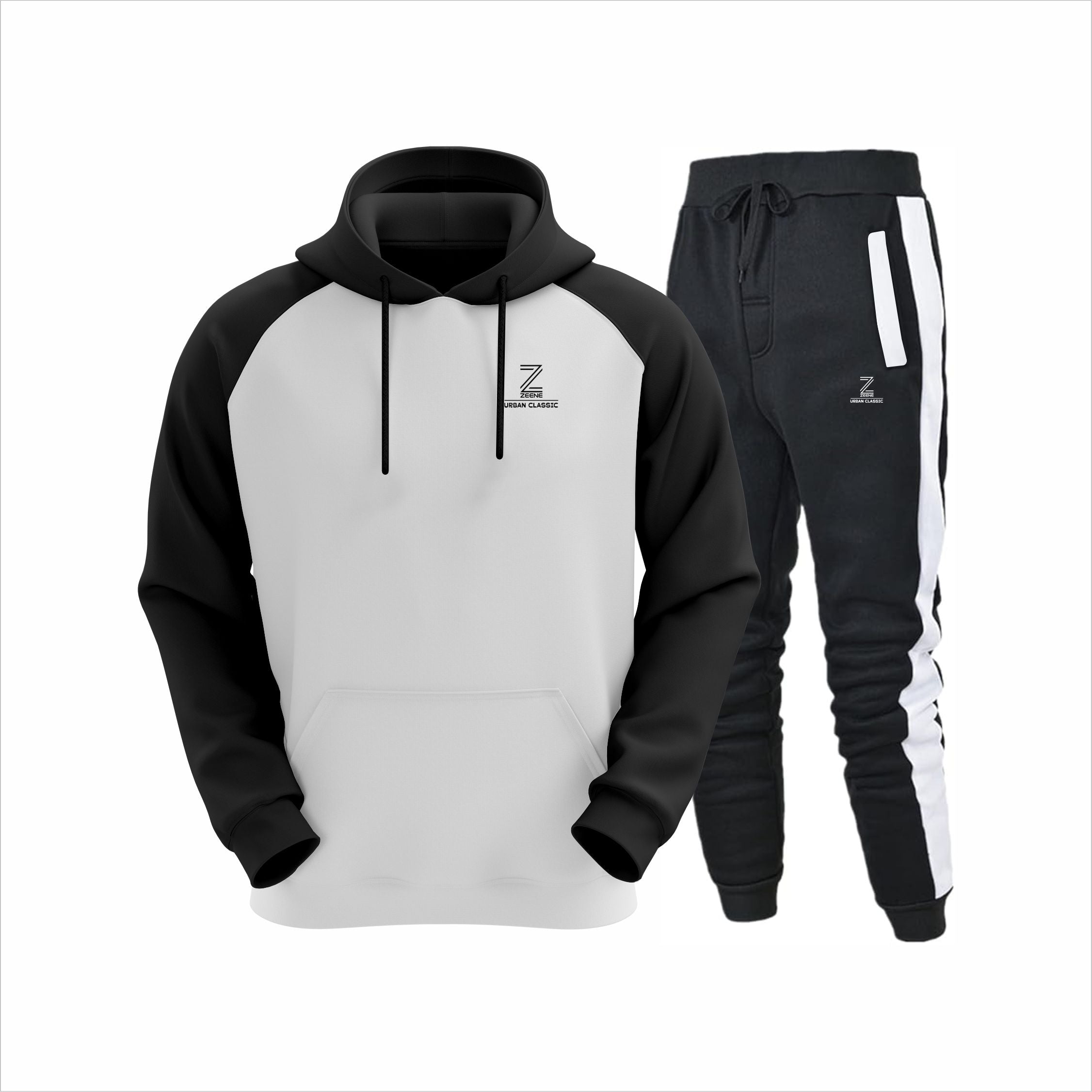 Zeene Urban Classic Tracksuit | Color-Block Hoodie & Jogger Set Main image