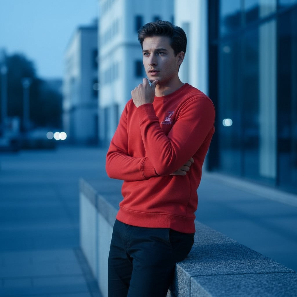 Zeene "Extra Comfort" Pocket Crewneck | Bright Red