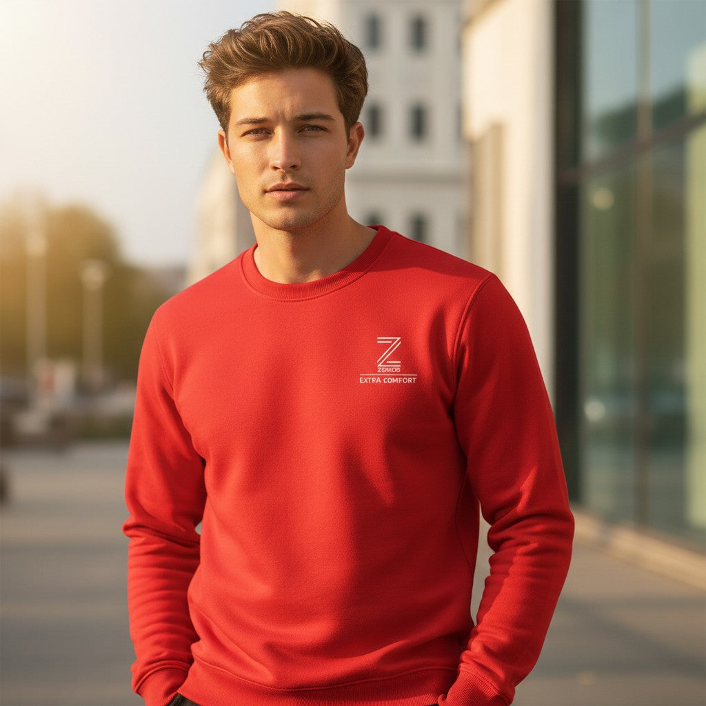 Zeene "Extra Comfort" Pocket Crewneck | Bright Red