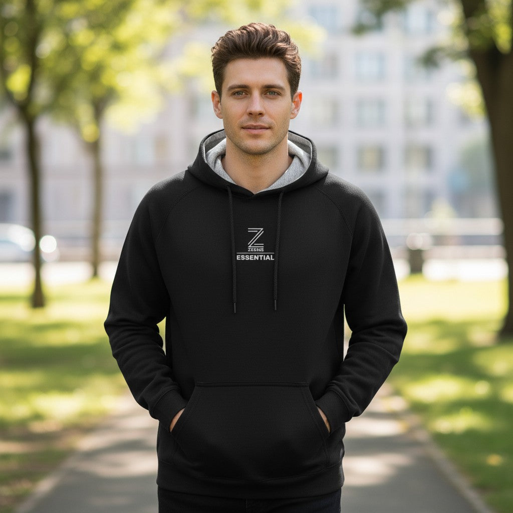 Zeene Essential Premium Hoodie | Jet Black Secondary image
