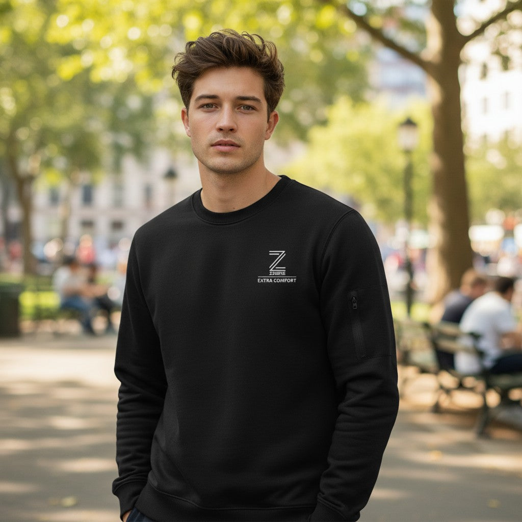 Zeene Extra Comfort Crewneck | 100% Cotton Fleece with Pockets Secondary image