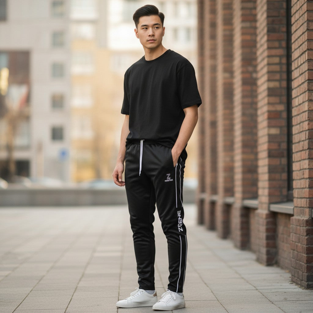 Zeene Power Flex Jet Black Joggers
