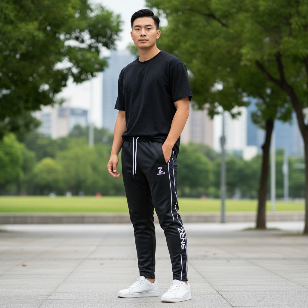 Zeene Power Flex Jet Black Joggers