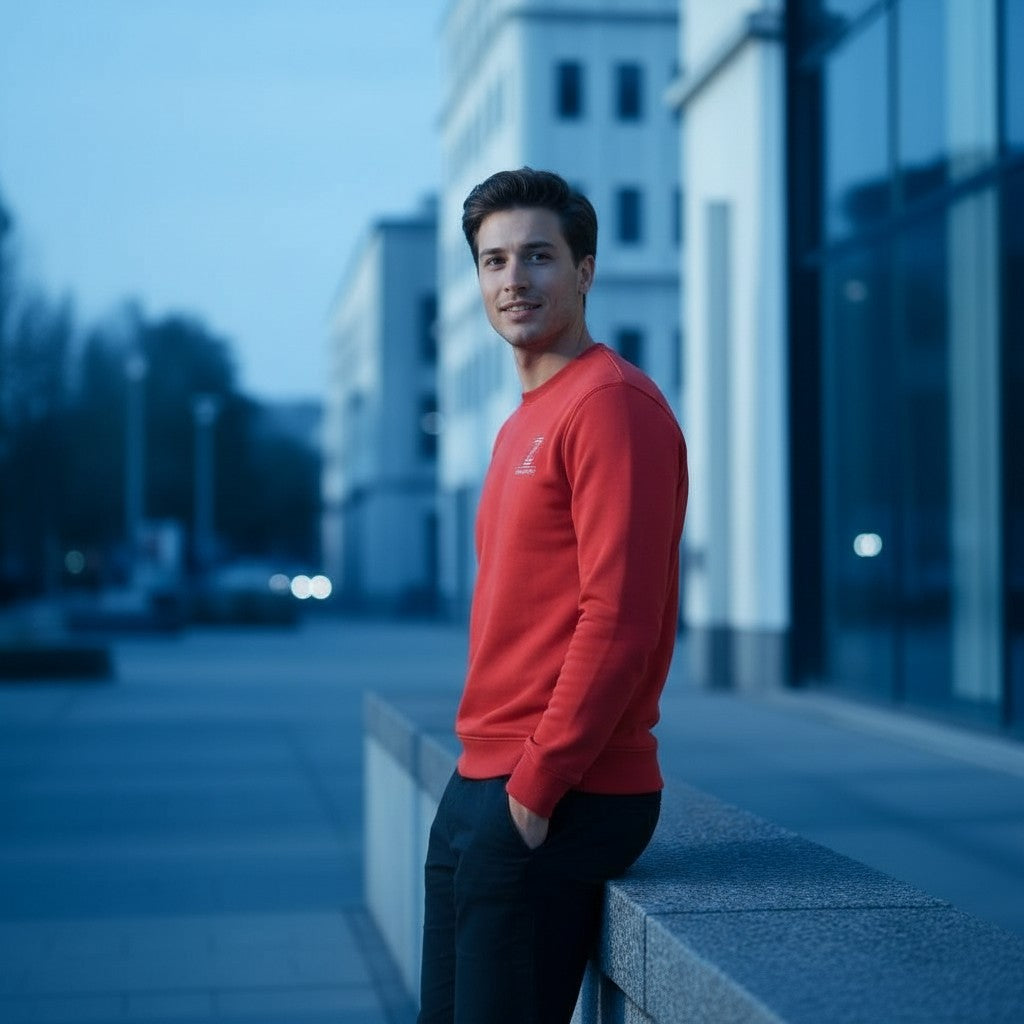 Zeene "Extra Comfort" Pocket Crewneck | Bright Red